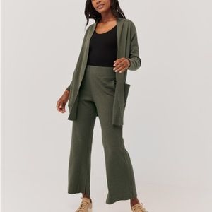 PACT Airplane Cardigan and Pants SET, Green, Size Large